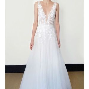 Mira Zwillinger Sophia Plunge Neckline Gown